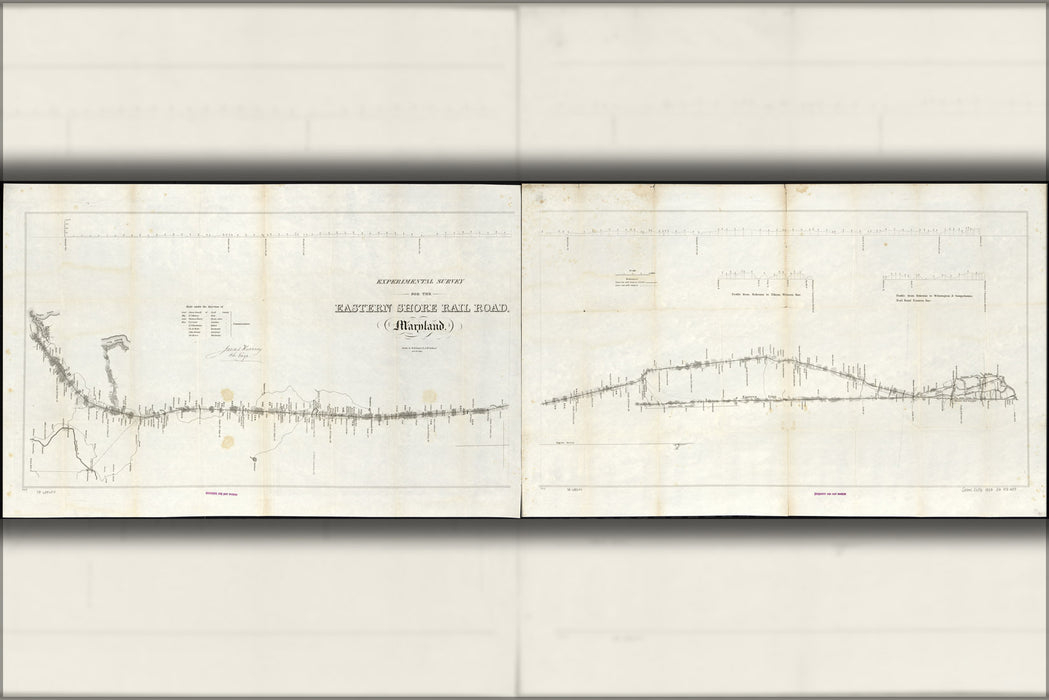 24"x36" Gallery Poster, map of Eastern Shore RailRoad, Maryland 1853