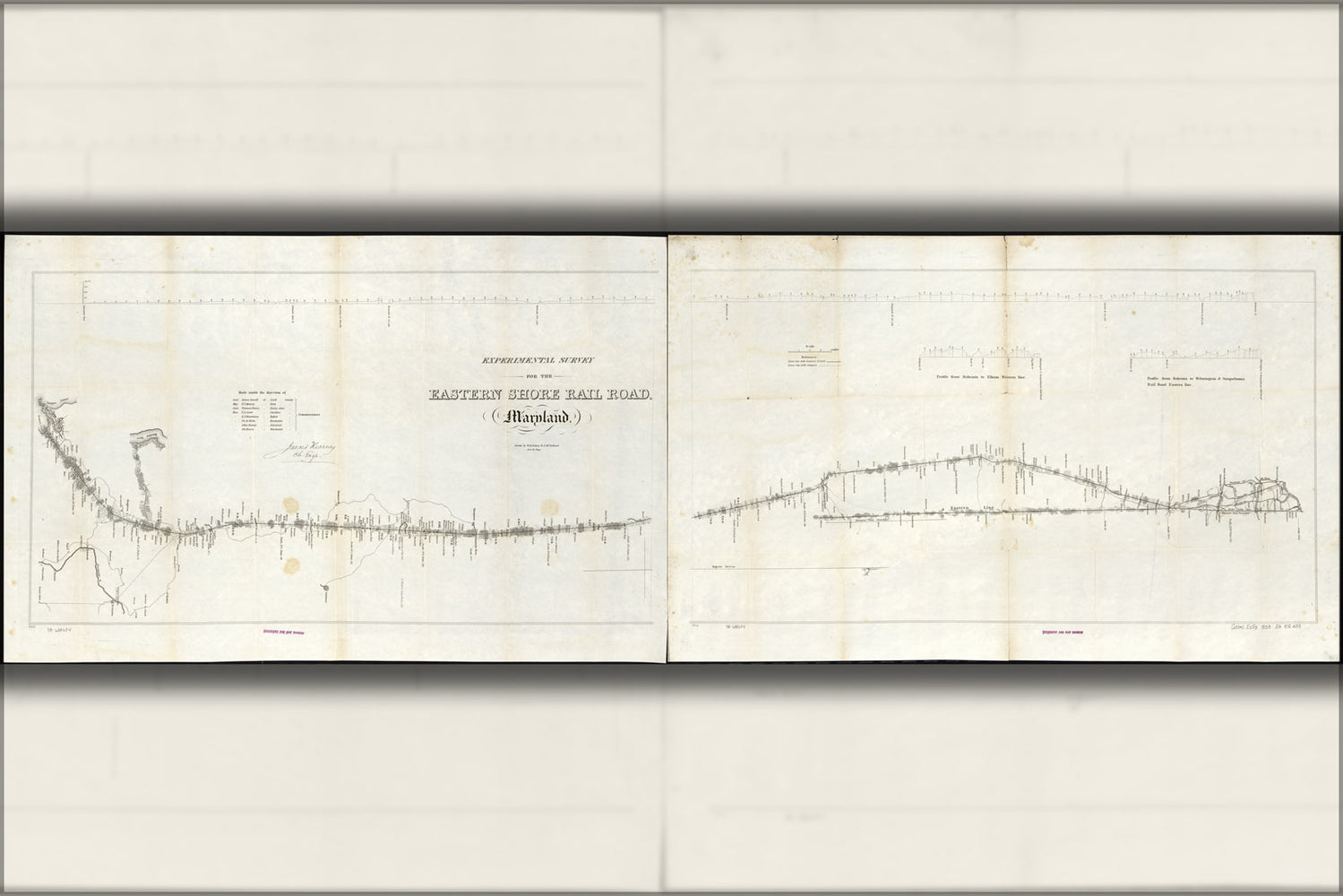 24"x36" Gallery Poster, map of Eastern Shore RailRoad, Maryland 1853