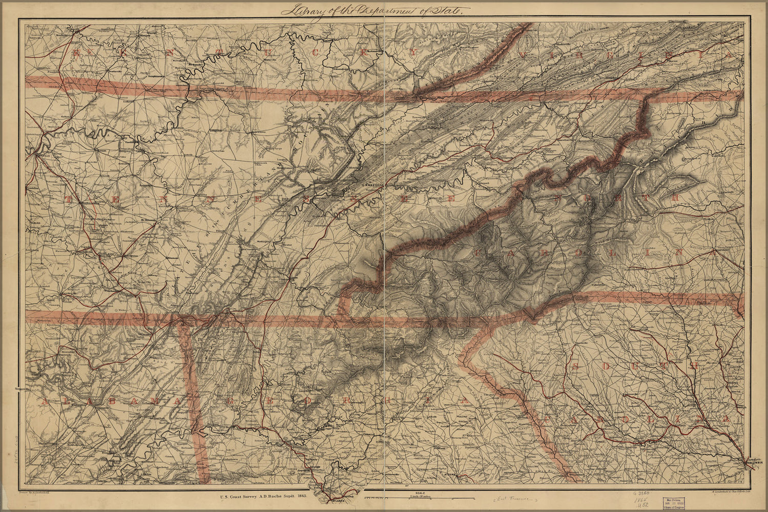 24"x36" Gallery Poster, map of Eastern Tennessee 1865