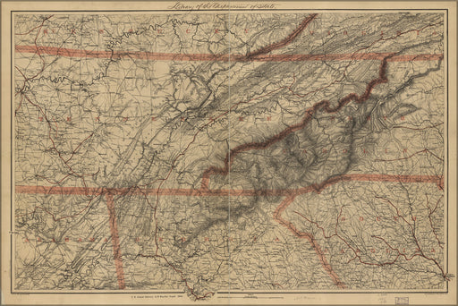 24"x36" Gallery Poster, map of Eastern Tennessee 1865