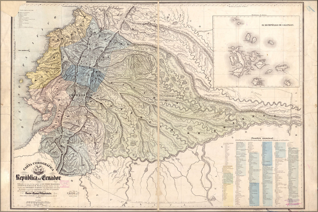 24"x36" Gallery Poster, map of Ecuador 1858