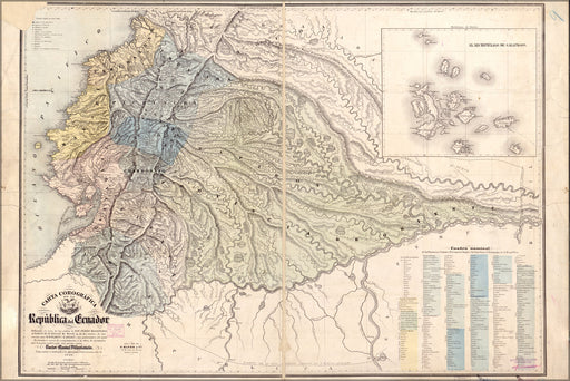 24"x36" Gallery Poster, map of Ecuador 1858