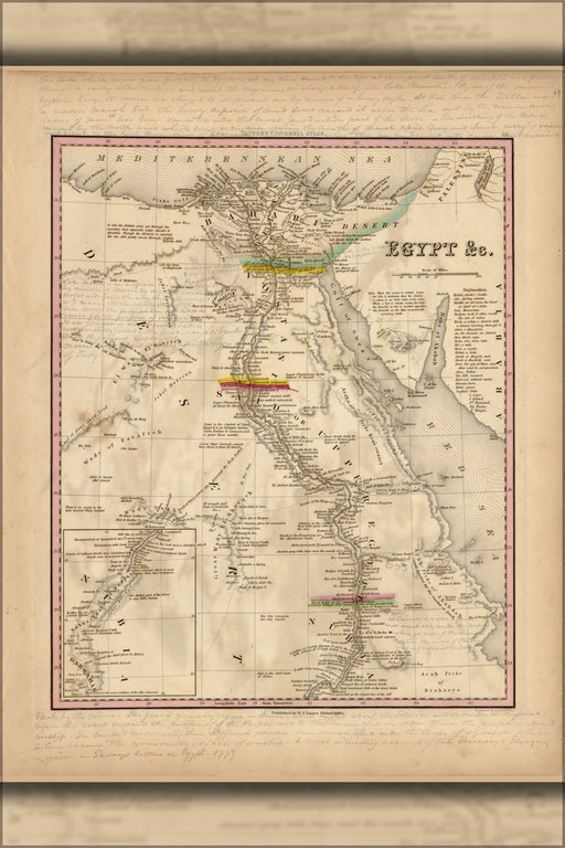 24"x36" Gallery Poster, map of Egypt 1844