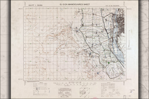 24"x36" Gallery Poster, map of El Giza egypt Manoeuvres 1933