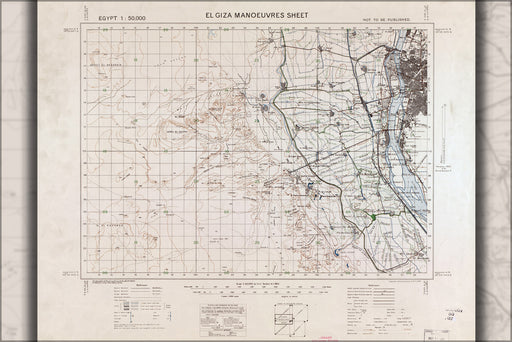 24"x36" Gallery Poster, map of El Giza egypt Manoeuvres 1933