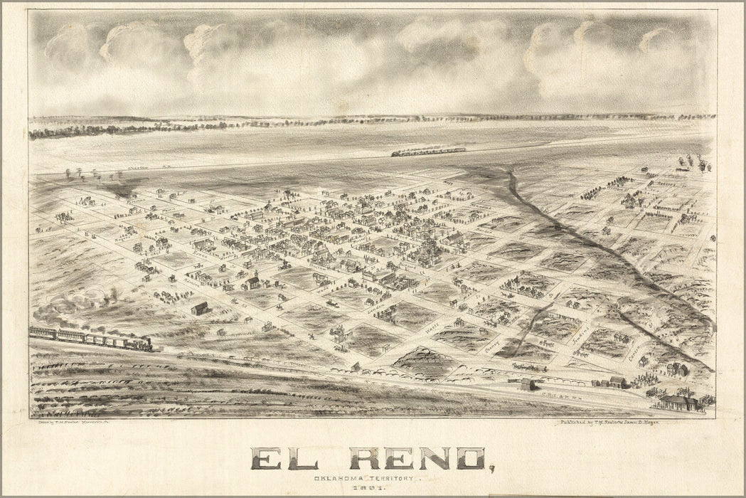24"x36" Gallery Poster, map of El Reno, Oklahoma Territory 1891