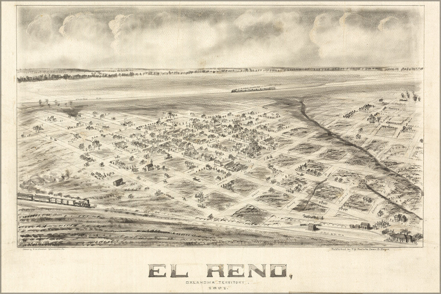 24"x36" Gallery Poster, map of El Reno, Oklahoma Territory 1891