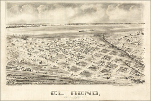 24"x36" Gallery Poster, map of El Reno, Oklahoma Territory 1891