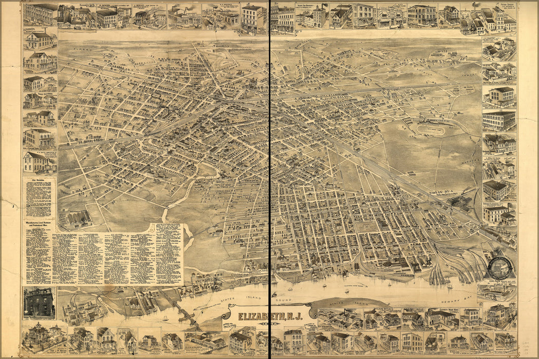 24"x36" Gallery Poster, map of Elizabeth new jersey 1898