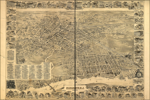 24"x36" Gallery Poster, map of Elizabeth new jersey 1898