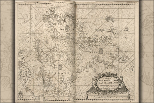 24"x36" Gallery Poster, map of England, Scotland, France, and Ireland 1700