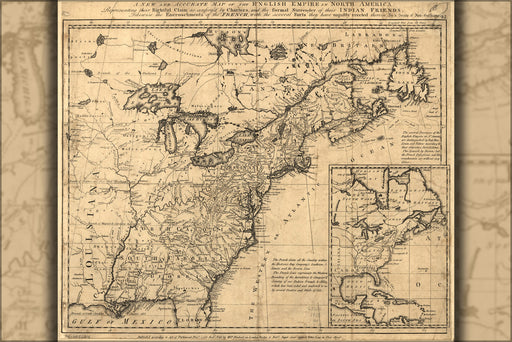 24"x36" Gallery Poster, map of English empire in North America 1755 p2