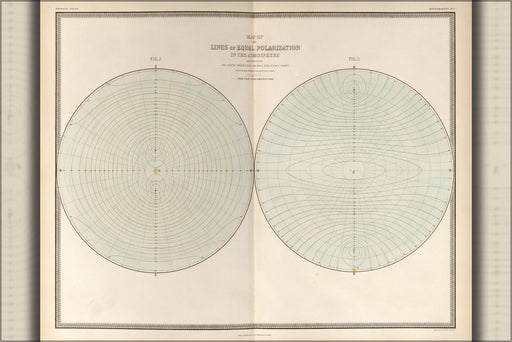 24"x36" Gallery Poster, map of Equal Polarization in Atmosphere 1848