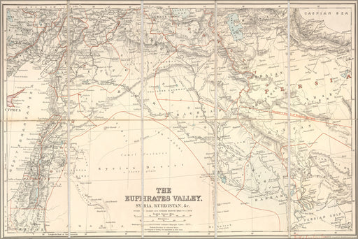 24"x36" Gallery Poster, map of Euphrates river Valley israel iraq 1900