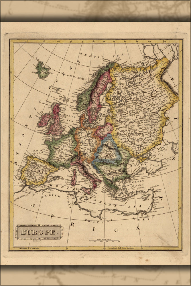 24"x36" Gallery Poster, map of Europe 1817