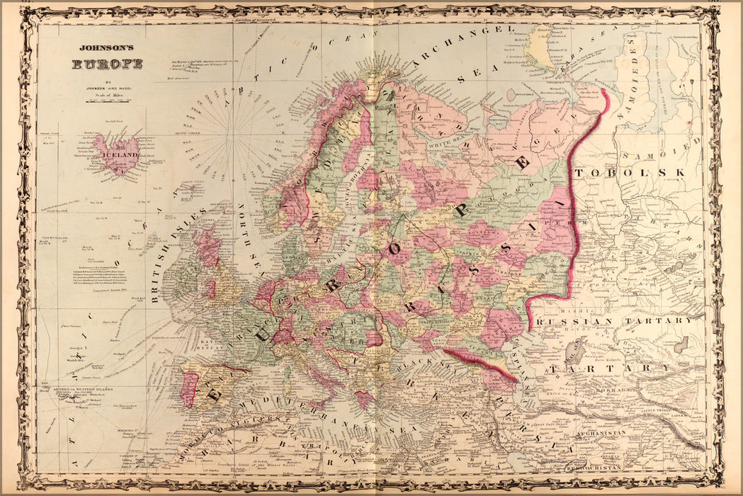 24"x36" Gallery Poster, map of Europe 1862