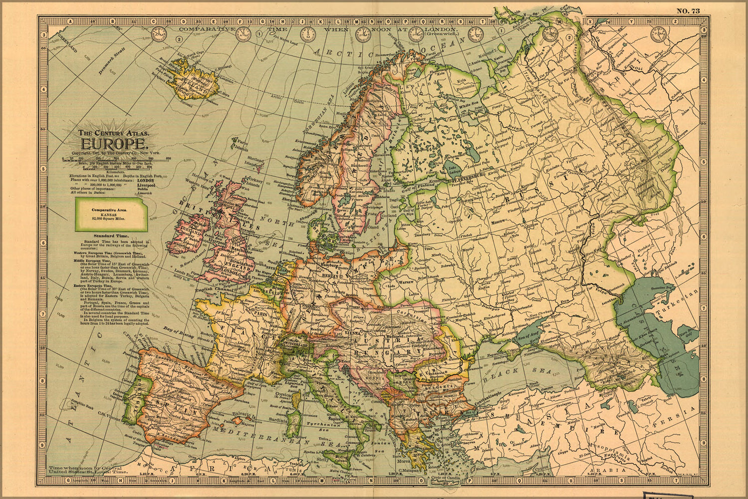 24"x36" Gallery Poster, map of Europe 1897