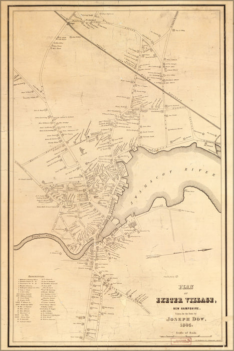 24"x36" Gallery Poster, map of Exeter village, New Hampshire 1845