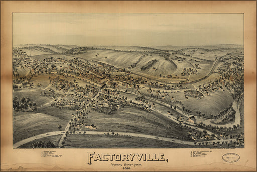 24"x36" Gallery Poster, map of Factoryville pennsylvania 1891