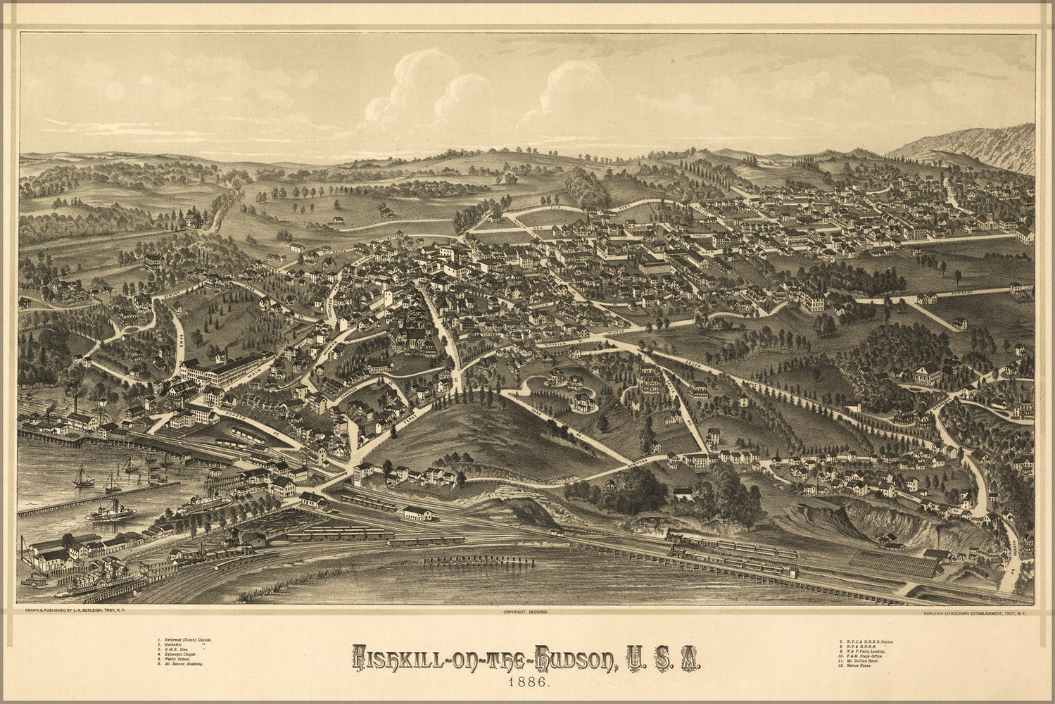 24"x36" Gallery Poster, map of Fishkill new york 1886