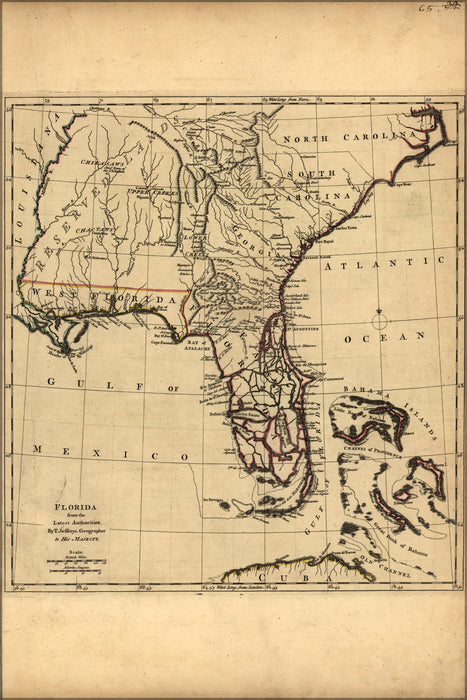 24"x36" Gallery Poster, map of Florida 1768