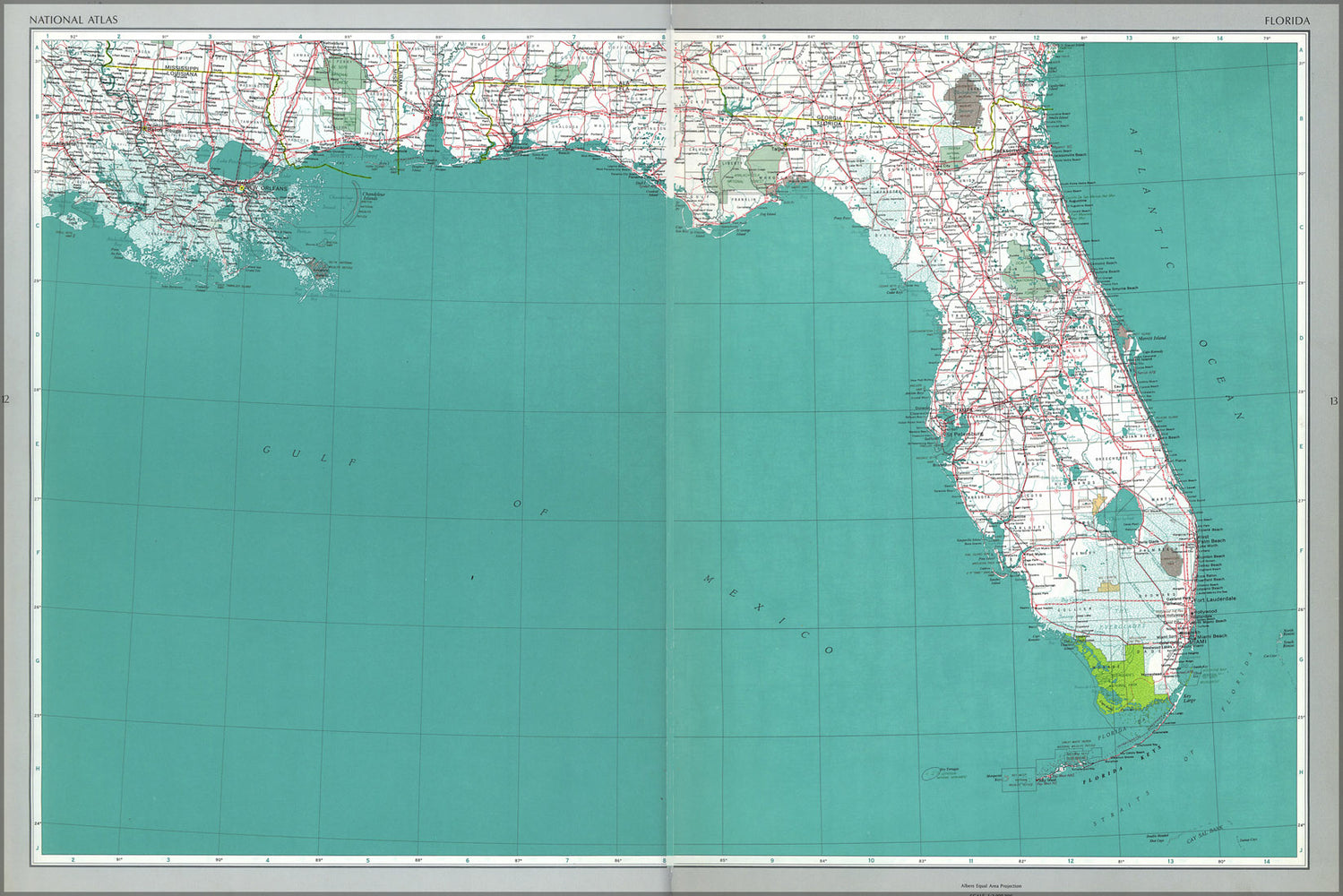 24"x36" Gallery Poster, map of Florida 1970