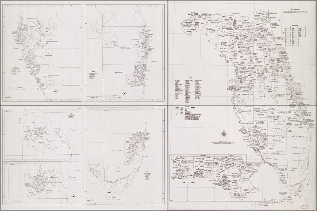 24"x36" Gallery Poster, map of Florida 1983
