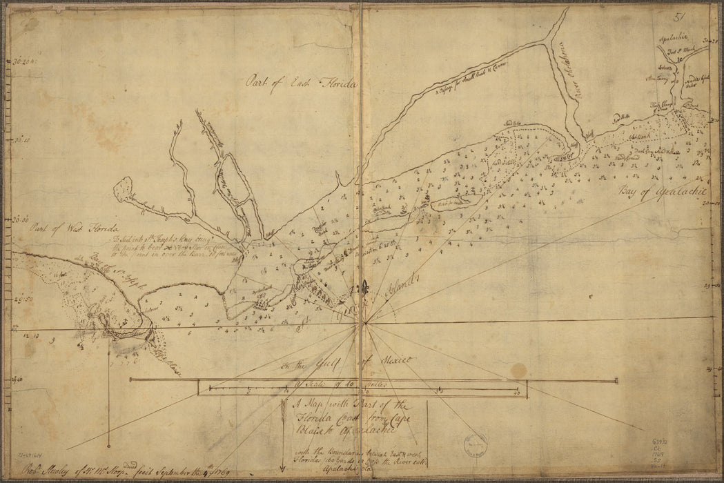 24"x36" Gallery Poster, map of Florida Cape Blaise to Apalachie 1769