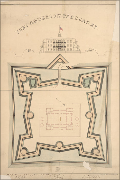 24"x36" Gallery Poster, map of Fort Anderson, Paducah, Kentucky 1861