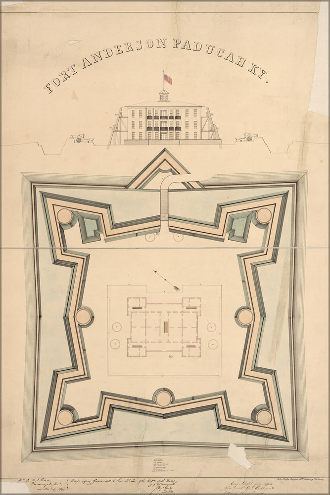 24"x36" Gallery Poster, map of Fort Anderson, Paducah, Kentucky 1861