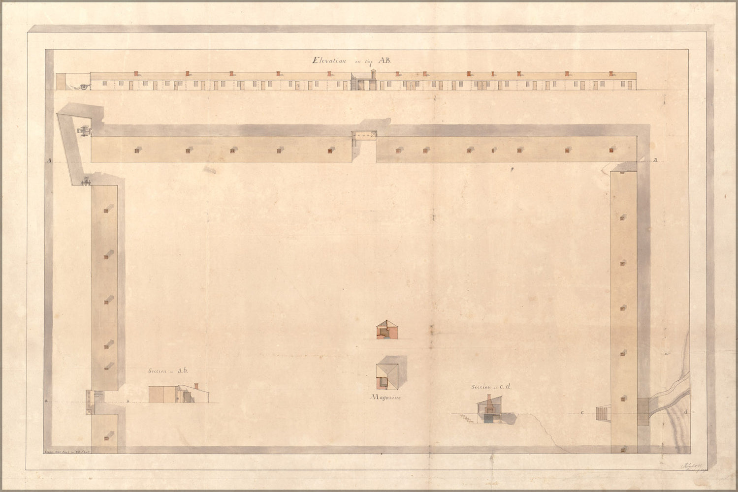 24"x36" Gallery Poster, map of Fort Atkinson, Nebraska 1819