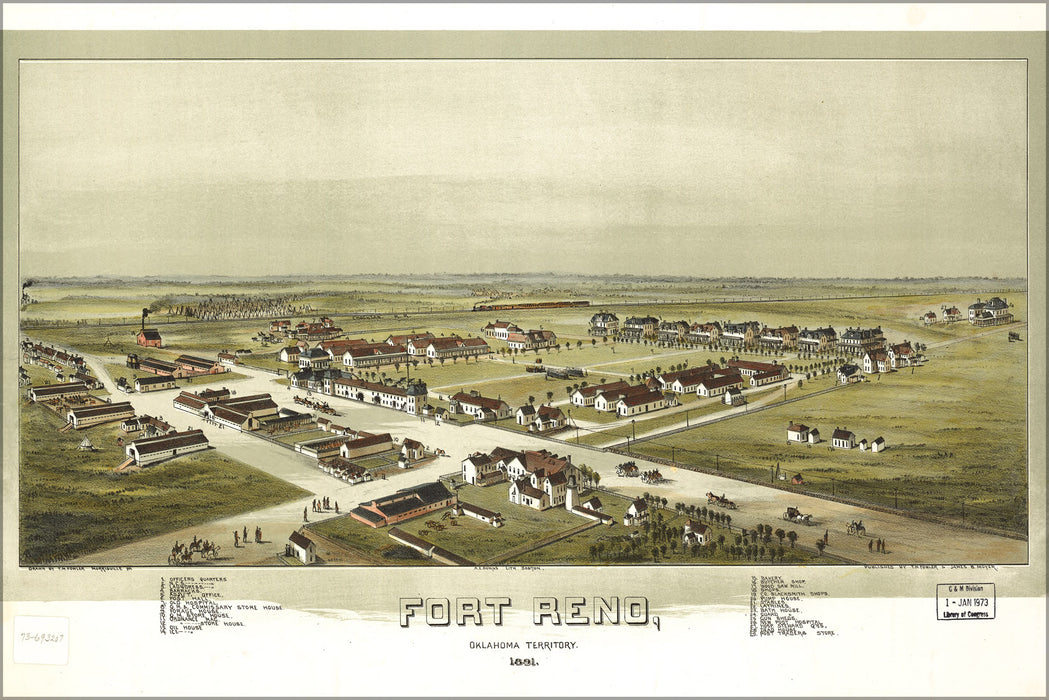 24"x36" Gallery Poster, map of Fort Reno, Oklahoma Territory 1891