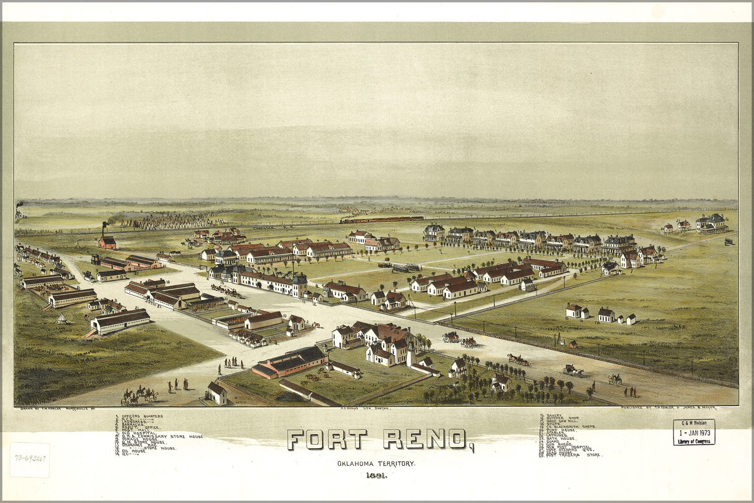 24"x36" Gallery Poster, map of Fort Reno, Oklahoma Territory 1891