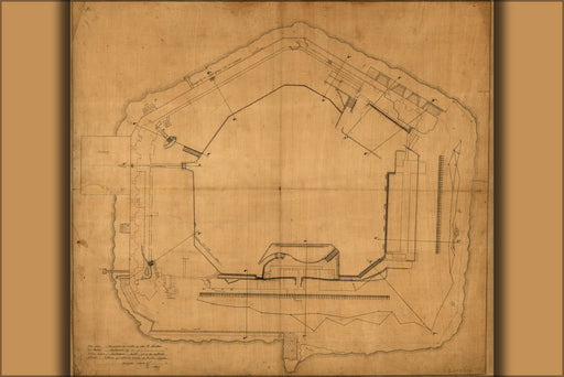 24"x36" Gallery Poster, map of Fort Sumter South Carolina 1865