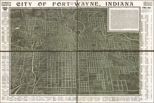 24"x36" Gallery Poster, map of Fort Wayne, Indiana 1907