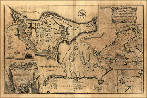 24"x36" Gallery Poster, map of Fortress of Louisbourg canada 1768