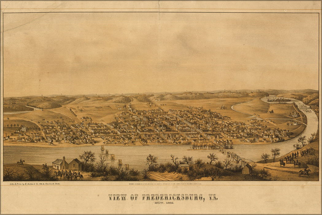 24"x36" Gallery Poster, map of Fredericksburg, Virginia Nov. 1862