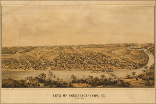 24"x36" Gallery Poster, map of Fredericksburg, Virginia Nov. 1862