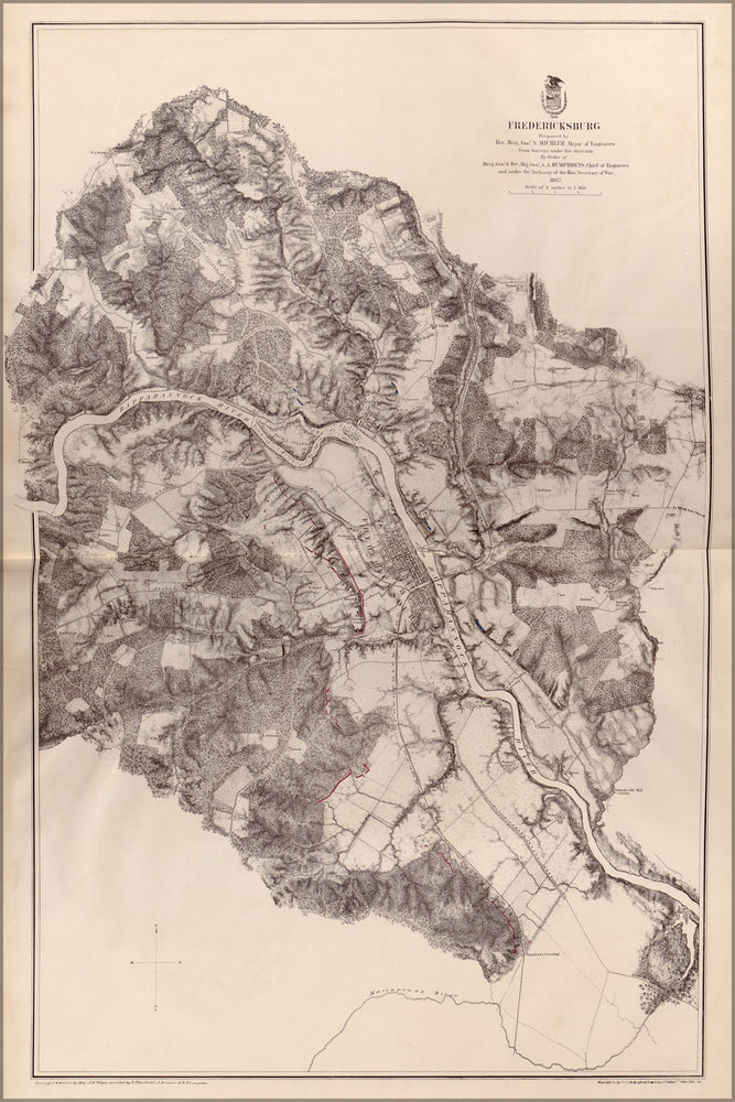 24"x36" Gallery Poster, map of Fredericksburg virginia 1867