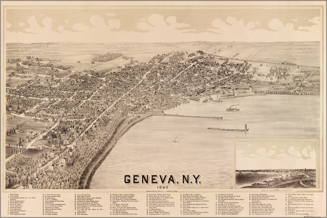 24"x36" Gallery Poster, map of Geneva new york 1893