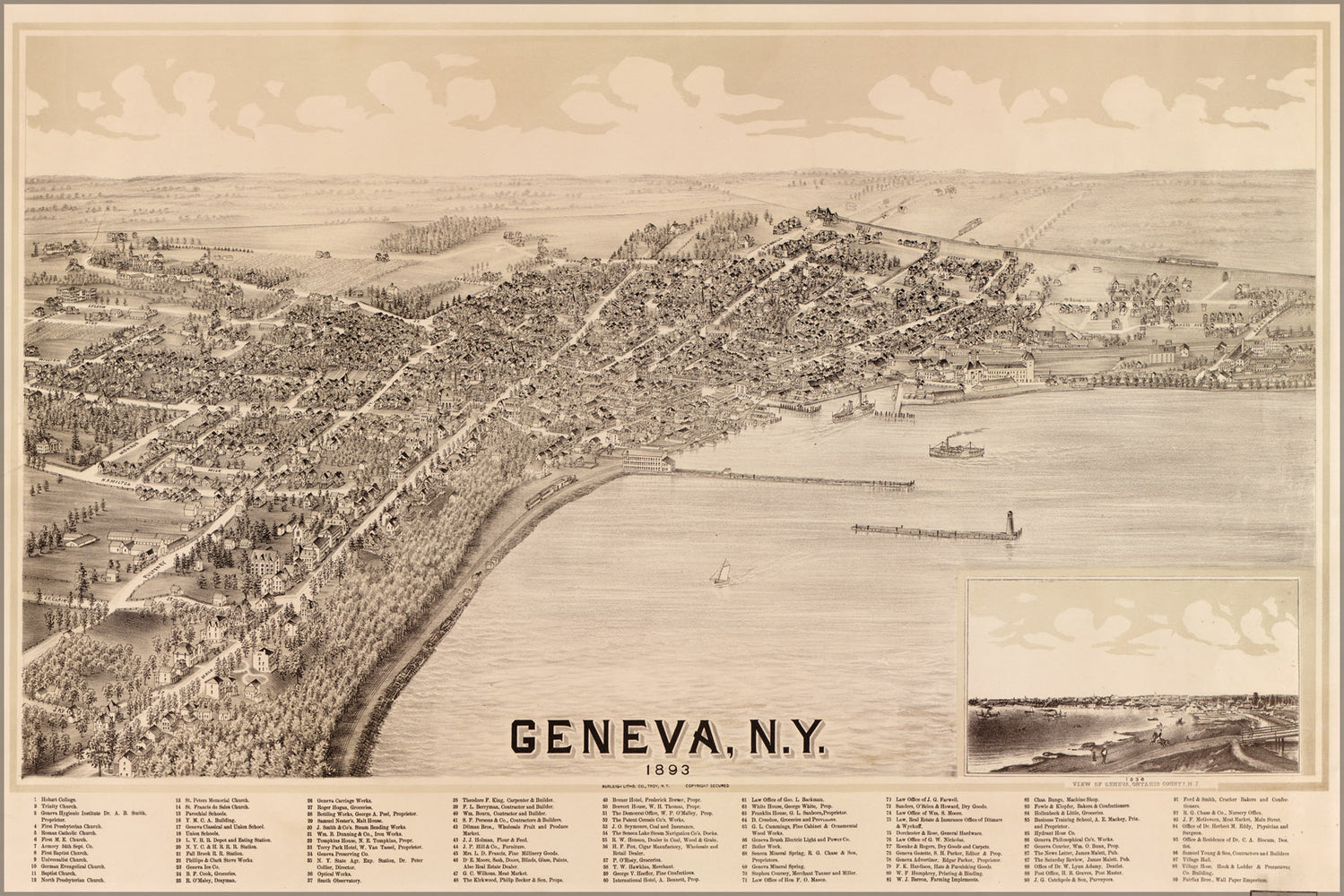 24"x36" Gallery Poster, map of Geneva new york 1893