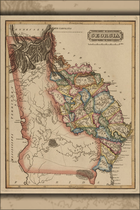 24"x36" Gallery Poster, map of Georgia 1817