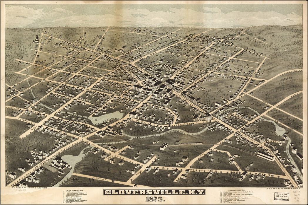 24"x36" Gallery Poster, map of Gloversville new york 1875