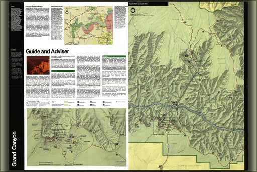 24"x36" Gallery Poster, map of Grand Canyon National Park, Arizona 1996