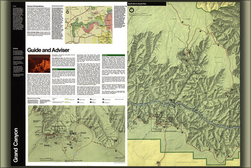 24"x36" Gallery Poster, map of Grand Canyon National Park Arizona 1991 p1