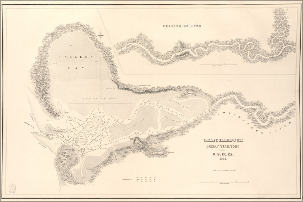 24"x36" Gallery Poster, map of Grays Harbour Oregon Territory 1841