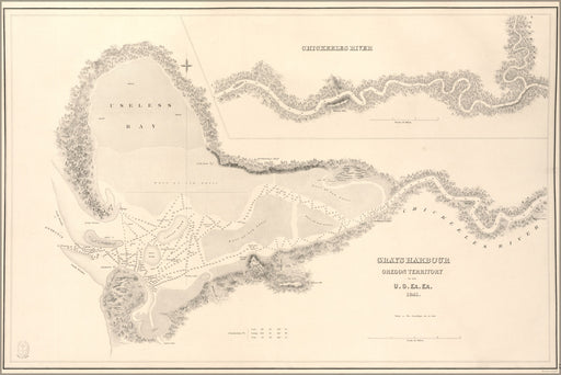 24"x36" Gallery Poster, map of Grays Harbour Oregon Territory 1841