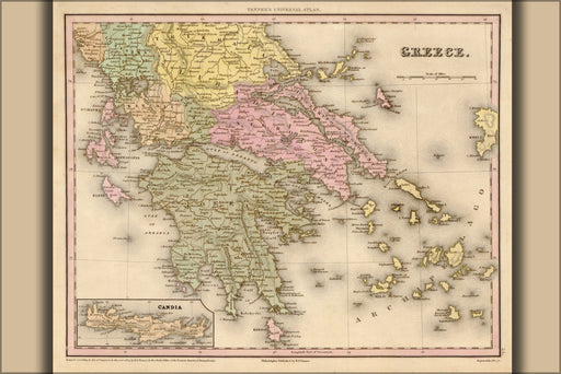 24"x36" Gallery Poster, map of Greece 1844