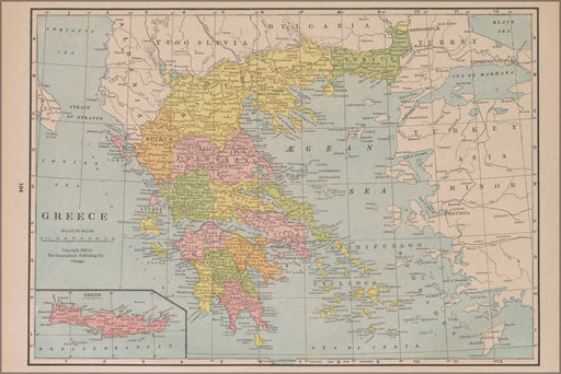 24"x36" Gallery Poster, map of Greece 1927