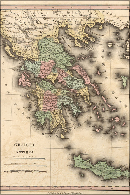 24"x36" Gallery Poster, map of Greece in Antiquity 1826